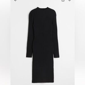 Black Midi Sheath Dress with Long Sleeves